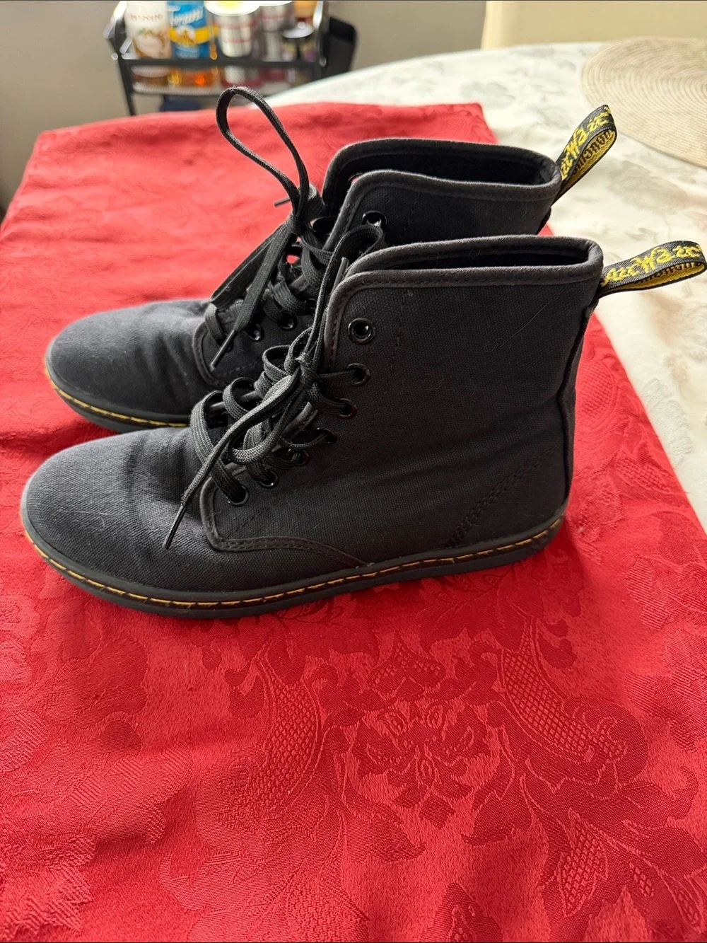 Women’s Black Canvas Lace-Up Boots